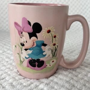 Disney Store Exclusive Minnie Mouse Pink Floral Ceramic Mug Vintage